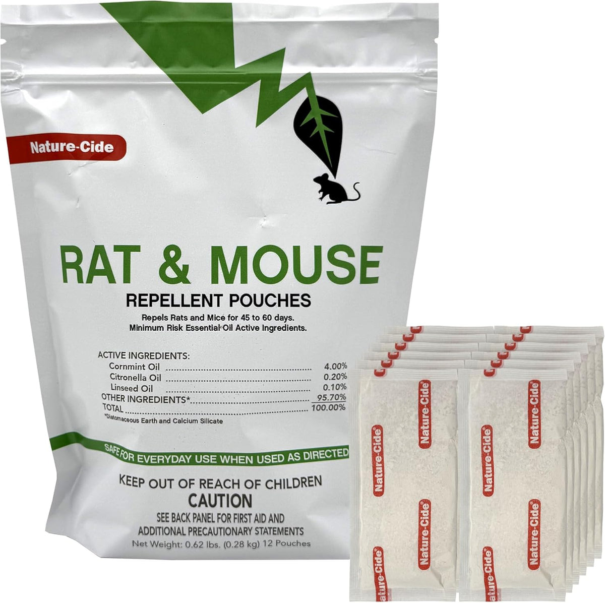 Nature-Cide Rat & Mouse Pouches - Plant-Based Formula for Indoor & Enclosed Spaces - Fresh Mint