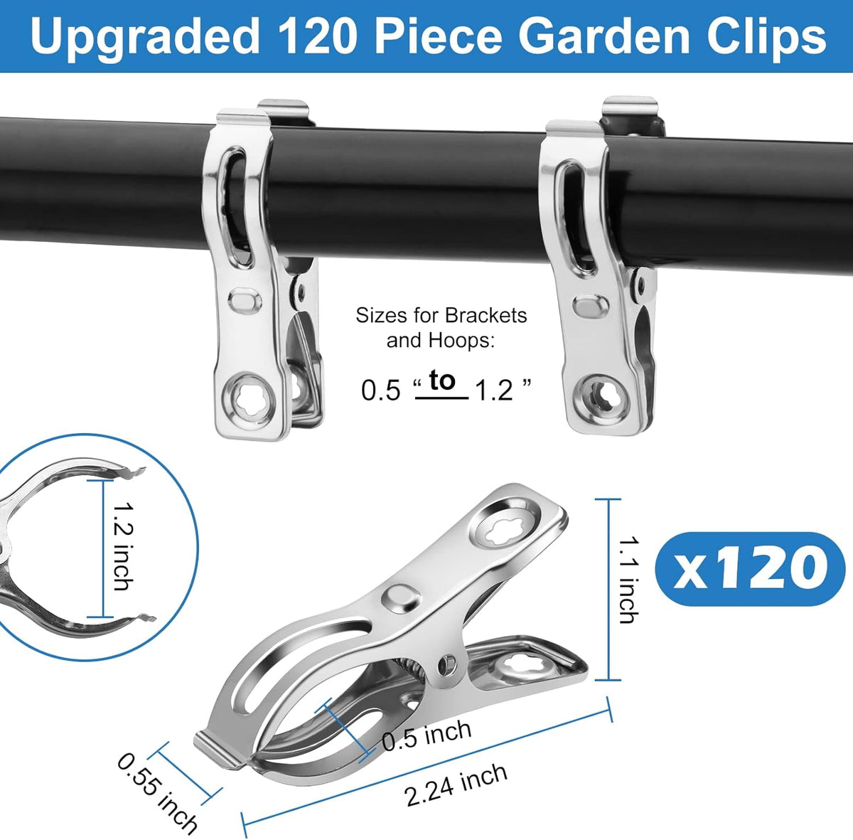 120 Pcs Greenhouse Clips, Garden Clips for Netting, Stainless Steel Greenhouse Clamps, Have a