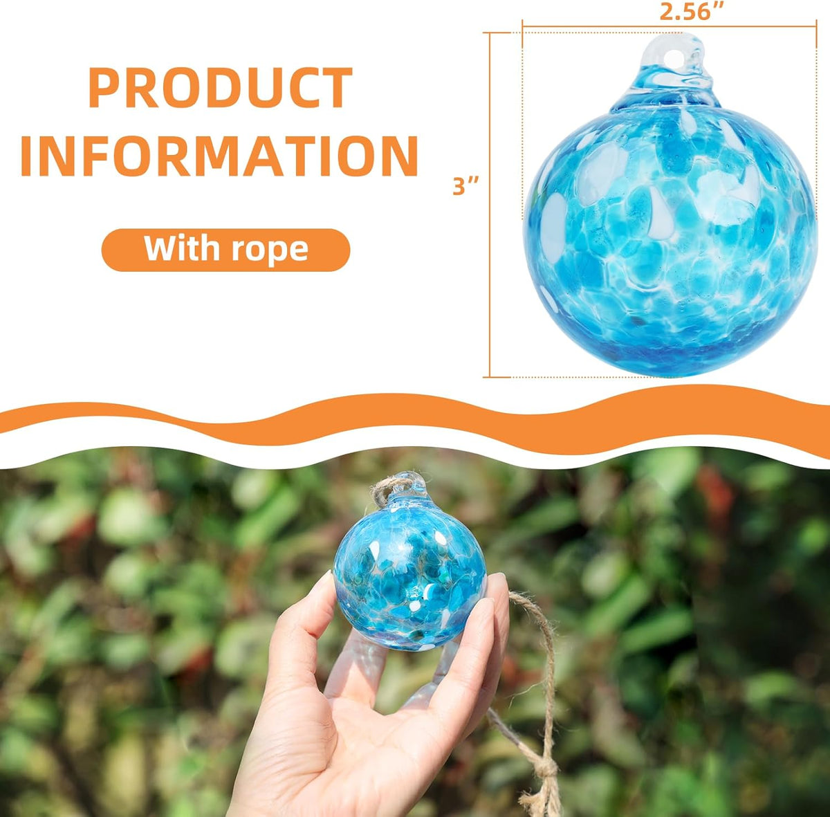 VOREEN 6pcs Hand-Blown Glass Ornaments Balls Glass Christmas Ball Hanging Gazing Ball Friendship