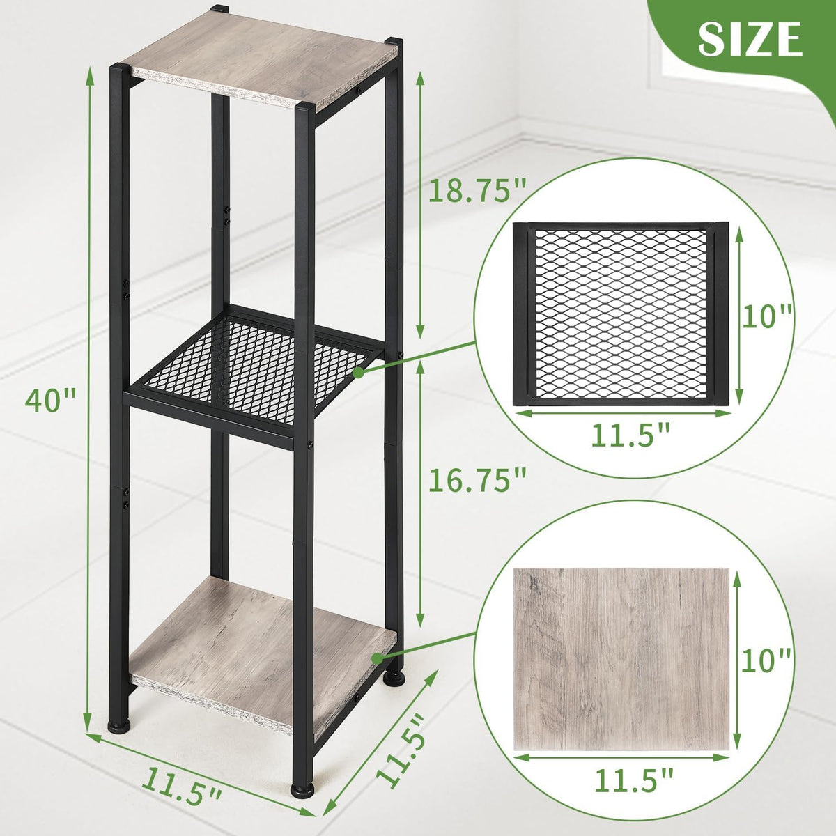 Extra Tall Plant Stand Indoor,40 Inch Plant Stands,3 Tier Metal Plant Stand with Heavy Duty Wood
