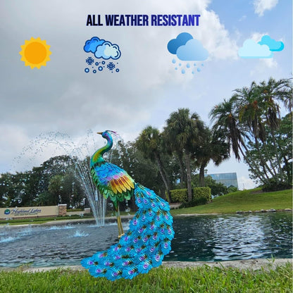 Haven Treasures Luxury 30.5 inches Outdoor Metallic Peacock Statute for Your Garden Decoration