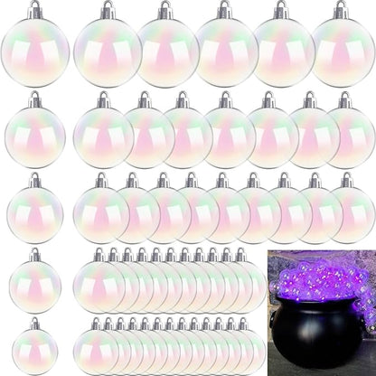 50 PCS Christmas Iridescent Ornaments,Clear Plastic Bubbles Hanging Filled Ornaments,Christmas DIY