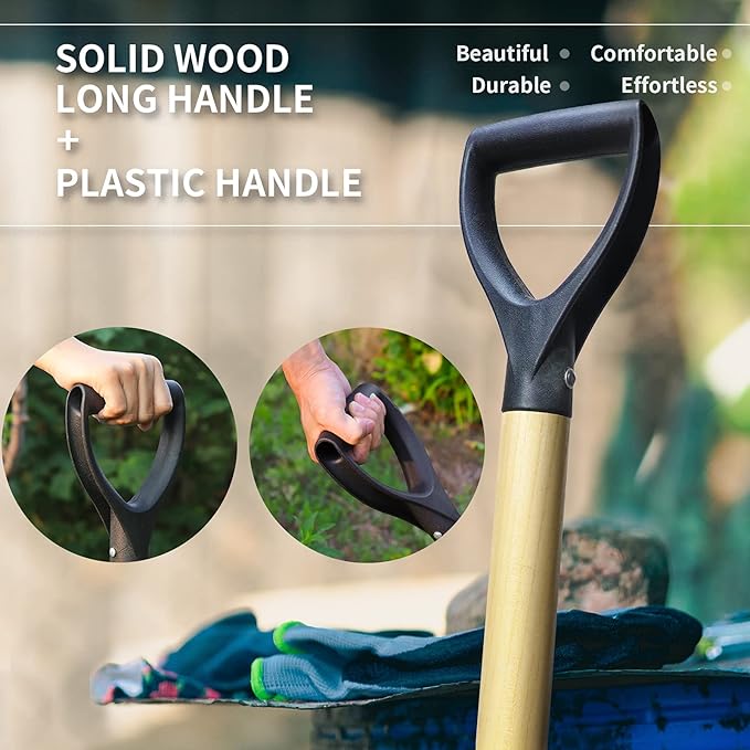Square Shovel, Shovels for Digging with D-Handle, Overall 41-Inch Long Garden Shovel, Transfer