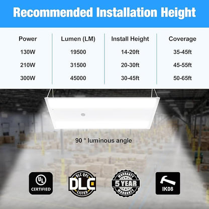 LED Linear High Bay Light 4-Pack, 300W 45000LM 0-10V Dimmable 5000K Daylight, Adjustable High Bay