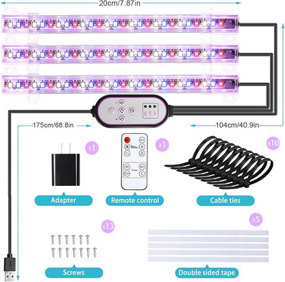 7.8'' LED Grow Light Strips, Grow Lamps for Indoor Plants Full Spectrum, Plant Light with 4/8/12H