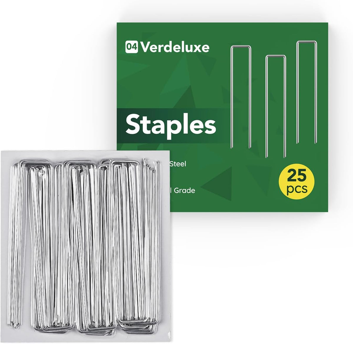 25 Pack Garden Staples,6 Inch 11 Gauge Galvanized U-Shaped Garden Stakes,Heavy-Duty Ground Yard