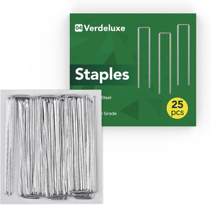 25 Pack Garden Staples,6 Inch 11 Gauge Galvanized U-Shaped Garden Stakes,Heavy-Duty Ground Yard