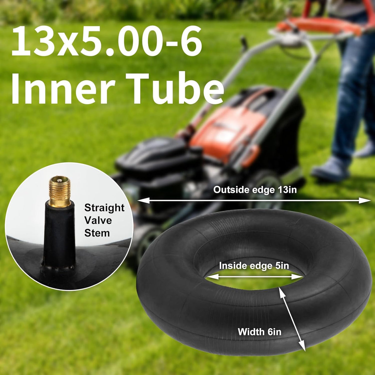 13x5.00-6" Inner Tubes, 2 Pack Heavy Duty 5.00-6/4.00-6 Replacement Tire Inner Tube with Straight