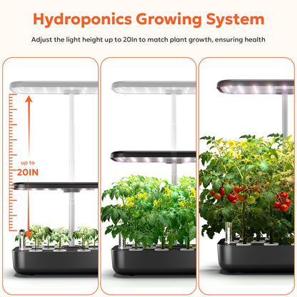 owltron Hydroponics Growing System Kit, 12 Pods Indoor Herb Garden with 24W LED Grow Light Full