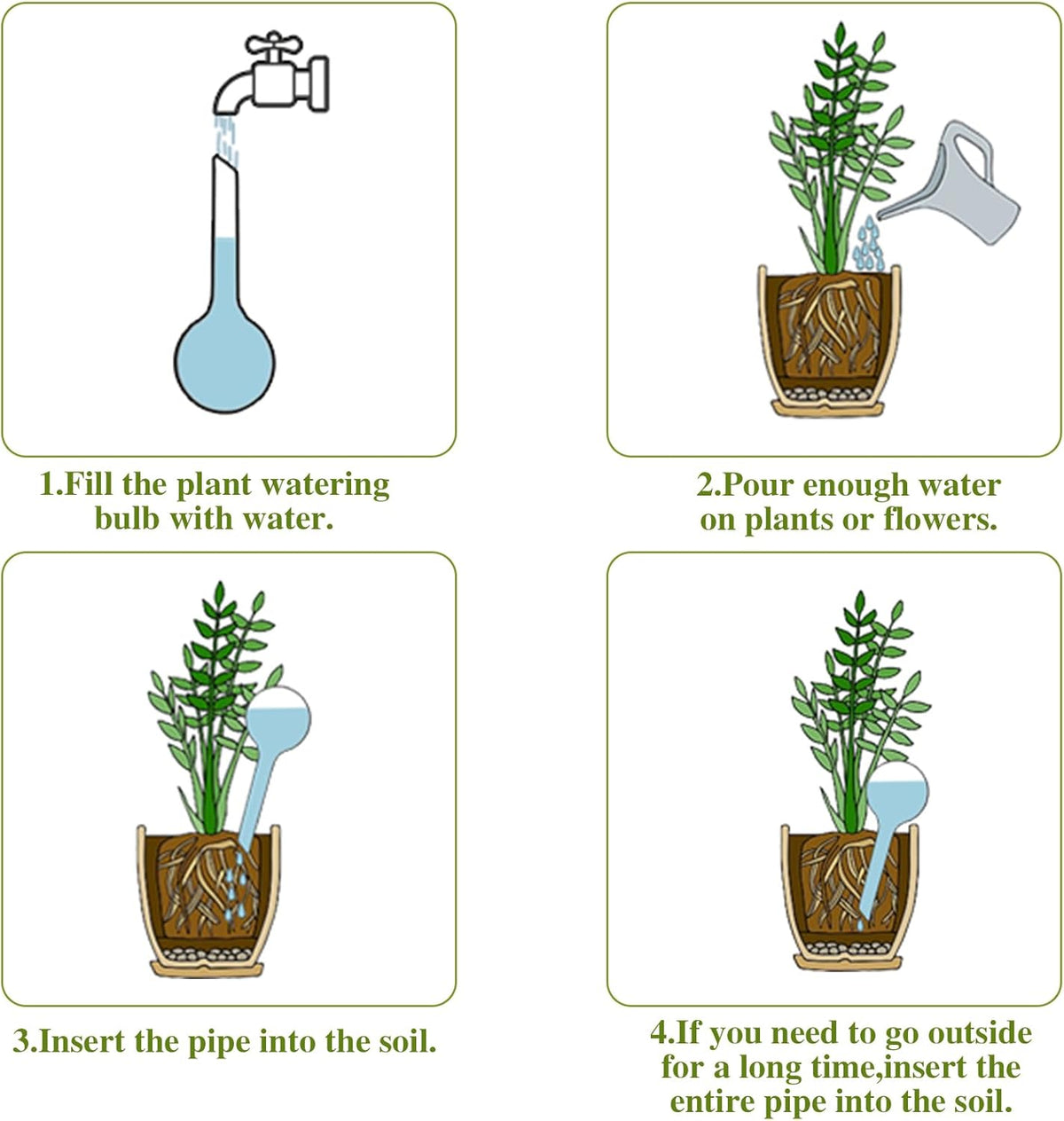 12 Pcs Large Plastic Self-Watering Bulbs,Clear Automatic Watering Globes,Clear Automatic Watering