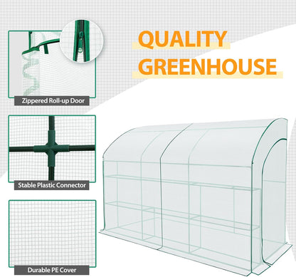 EAGLE PEAK 3 Tier Lean to Portable Greenhouse, Heavy-Duty Indoor & Outdoor Garden with Wire