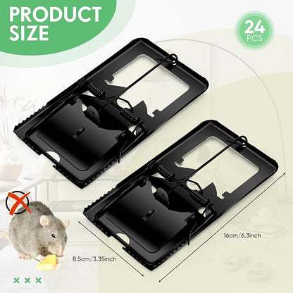 Qualirey 24 Pcs Classic Metal Rat Traps Reusable Mouse Trap Humane Effective Snap Rat Killer That