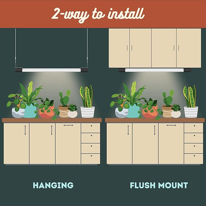 4FT LED Succulent Terrarium Plant Grow Light Linkable Full Spectrum Daylight with Enhanced 660nm