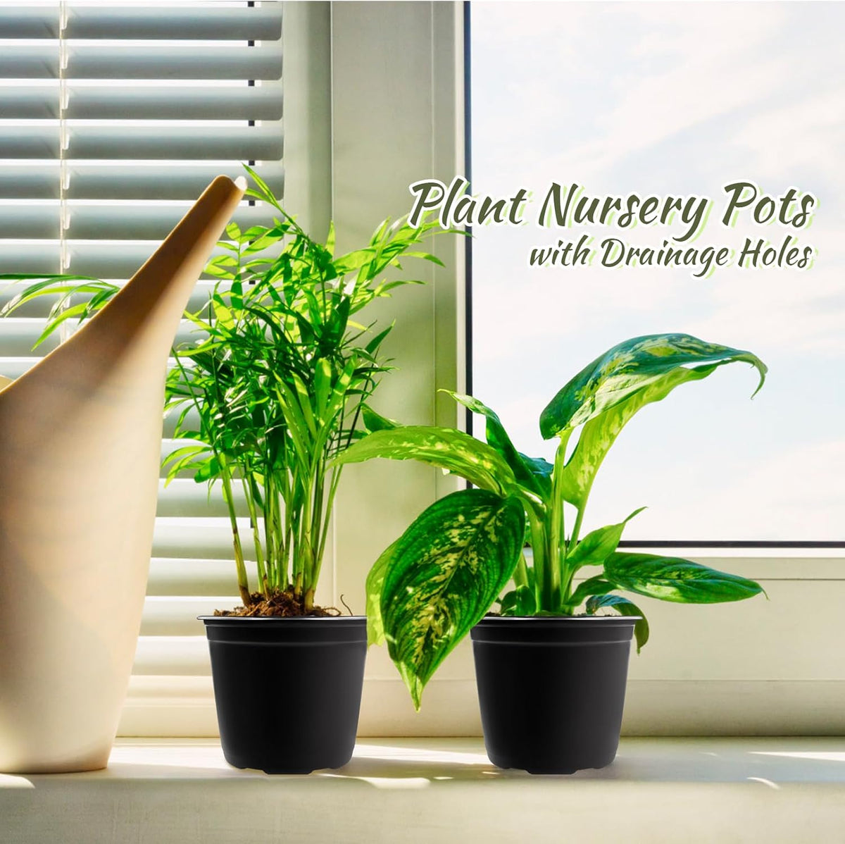 Anyumocz 120Pcs 0.5 Gallon Plant Nursery Pots,Plastic Pots with Drainage Holes,Garden Flower