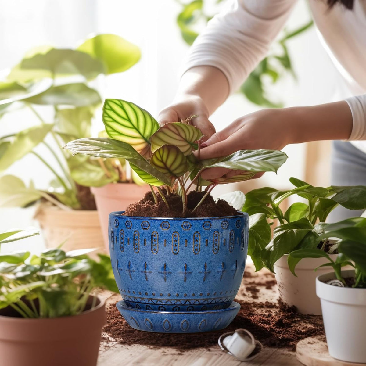 G EPGardening Plant Pot 5 Inch - Ceramic Planter for Indoor Plants Outdoor, Succulent Orchid Pot