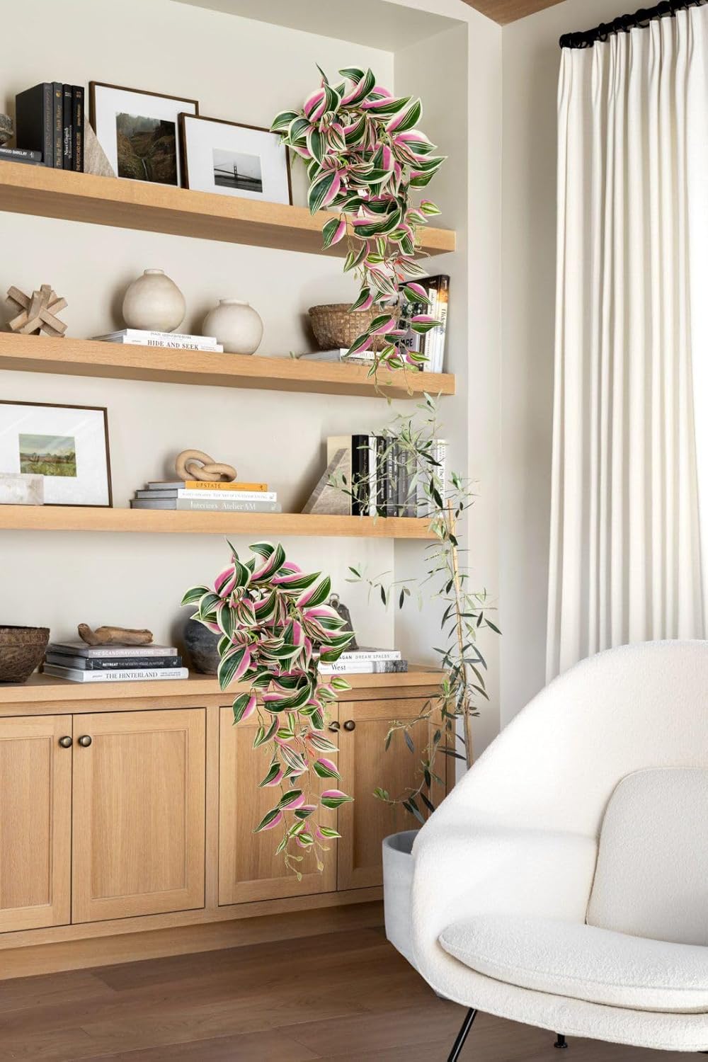 DILATATA Fake Hanging Plants Artificial Hanging Plants 26" Faux Wandering Jew Hanging Leaves Plants