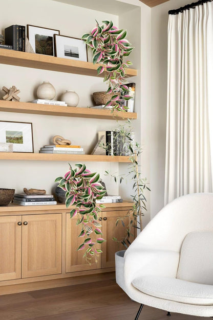 DILATATA Fake Hanging Plants Artificial Hanging Plants 26" Faux Wandering Jew Hanging Leaves Plants