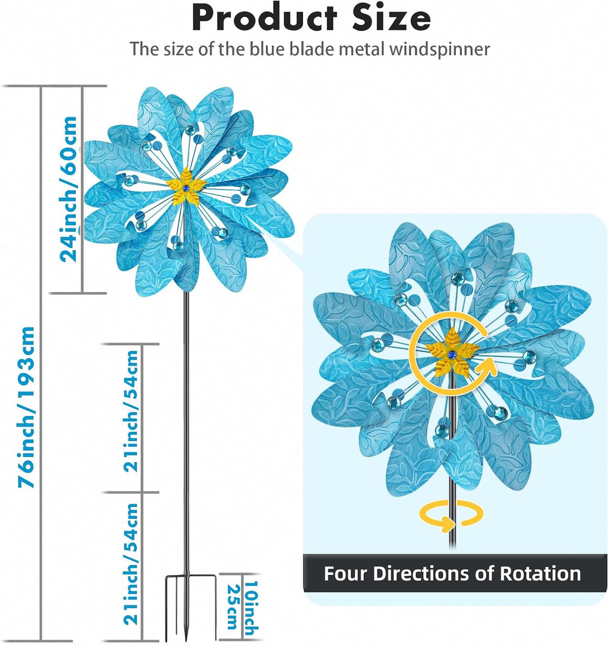 Solar Wind Spinner Retro Spinner, Waterproof Outdoor Metal Wind Sculpture for Patio, Lawn & Garden