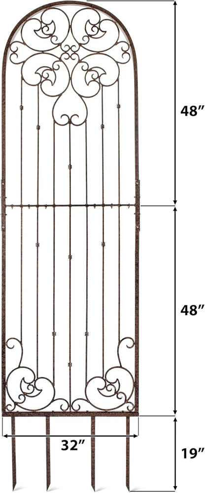 H Potter 8 Foot Tall Garden Trellis Wrought Iron Heavy Scroll Metal Decoration Lawn Patio and Wall