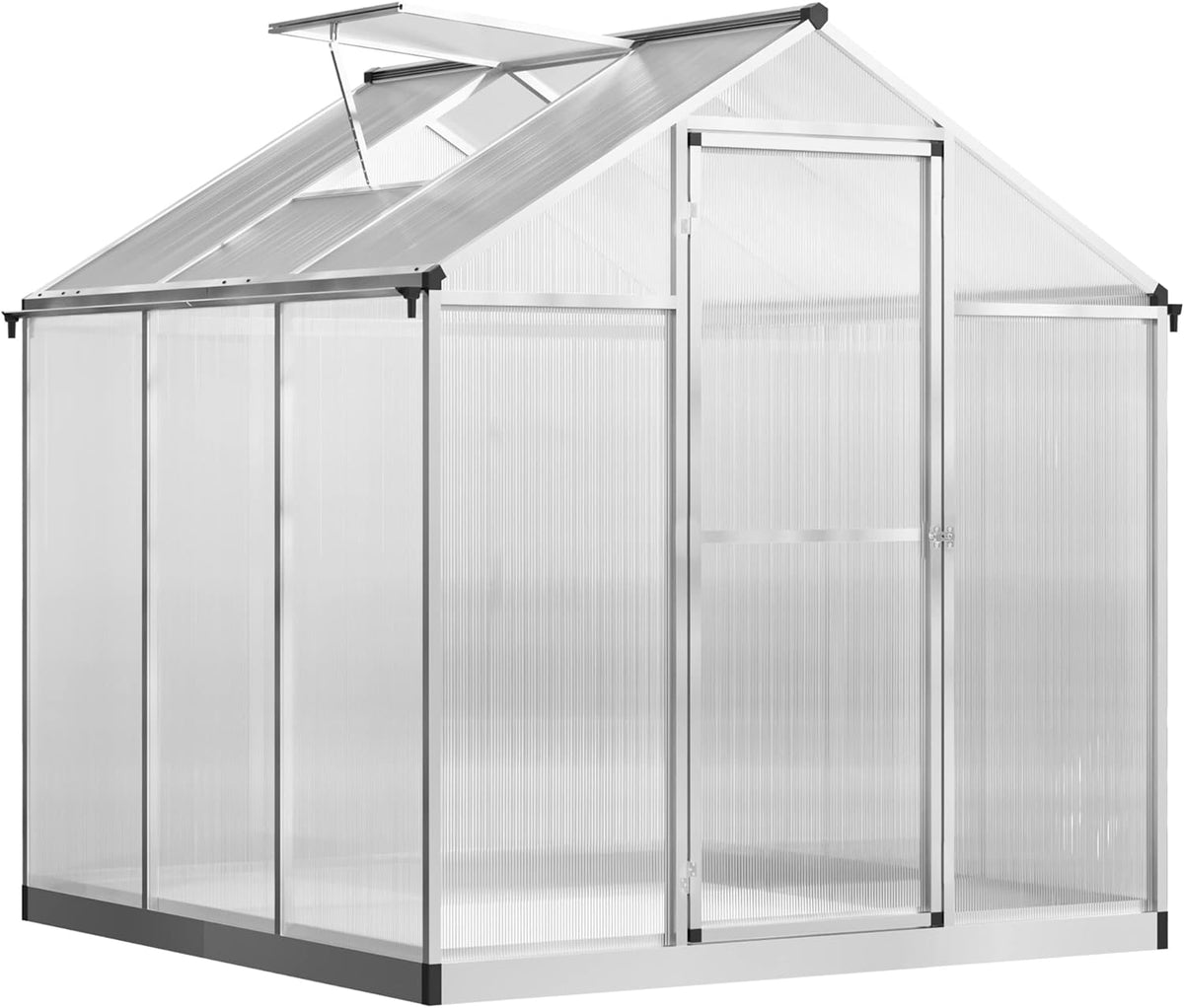 Outsunny 6' x 6' Greenhouse for Outdoors, Polycarbonate Greenhouse with Rain Gutter and Roof Vent