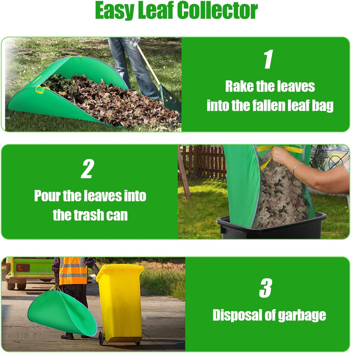 UQM Leaf Collector, Portable Pop Up Leaf Bags, Foldable Leaf Pick Up Tools Patent Number D1005635