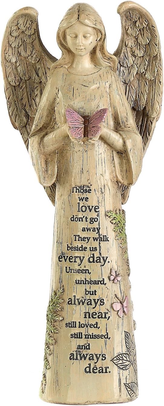 Topadorn Angel Statue Decoration for Garden & Patio, Standing Angel with Butterfly Memorial Resin