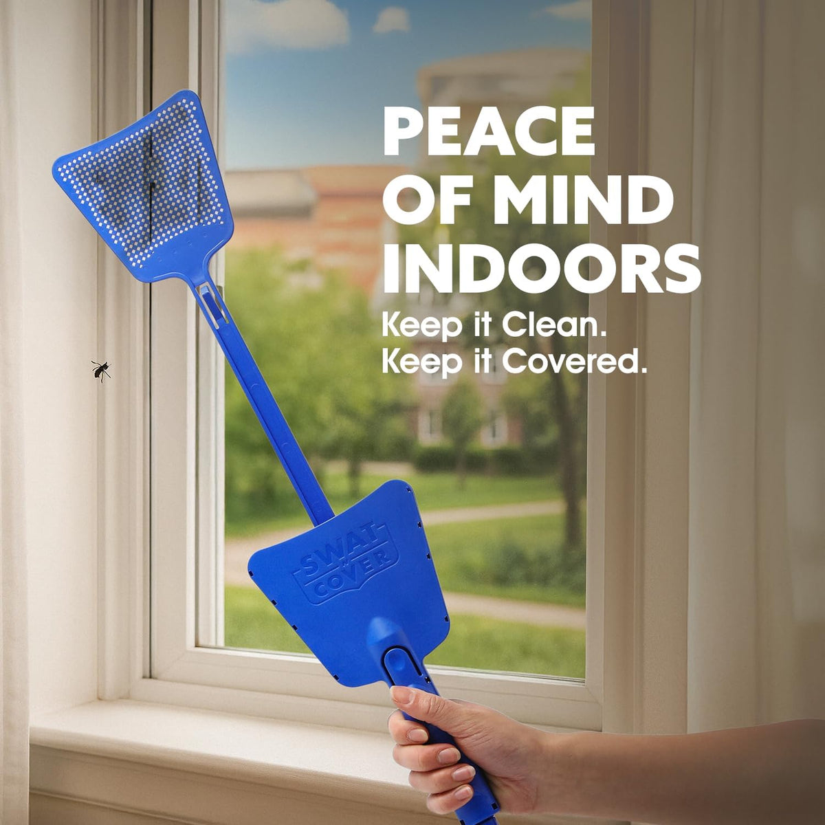 Improved Fly and Bug Swatter w/Integrated Cover, Flexible Bug Smasher for Flies and Bugs Swatting