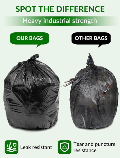 150 Count Heavy Duty Black Trash Bags, 40-45 Gallon, 38x46 Inches, 20 Micron Thick Large Garbage