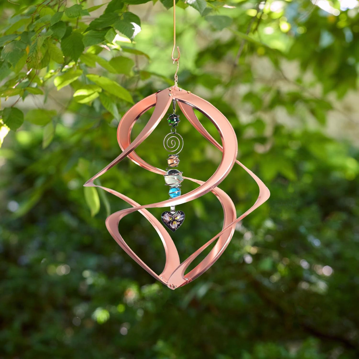 Red Carpet Studios 31042 Cosmix Wind Spinner Double Helix, Copper W/Heart Crystal, 14 Inch