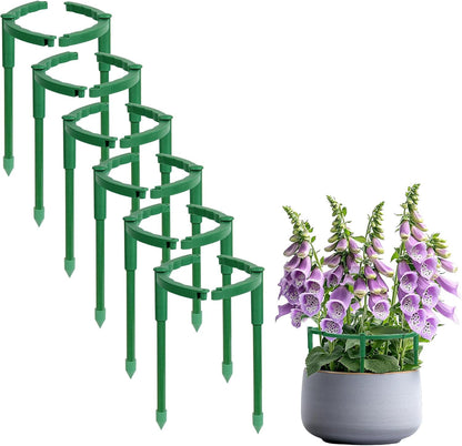 12 Pack Plant Support Stakes, 6.3 x 5.9 Inch Plastic Plant Cage Holders, Half Round Plants Support