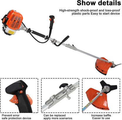 Lawn Mower, 52CC Gas Weed Trimmer, Cordless Hedge Trimmer, 2-Stroke Brush Cutter, Handheld Weed