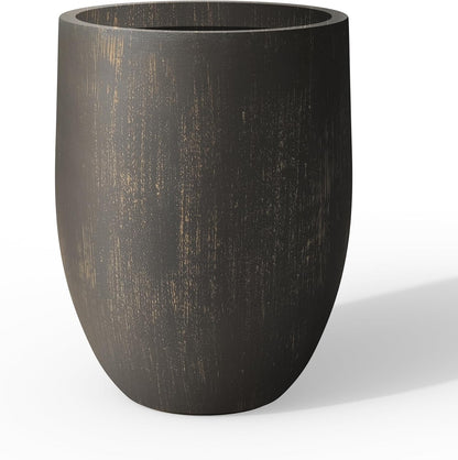 Kante Tall Concrete Planter, 21.7-Inch Height Antique Bronze Large Indoor Outdoor Plant Pot with