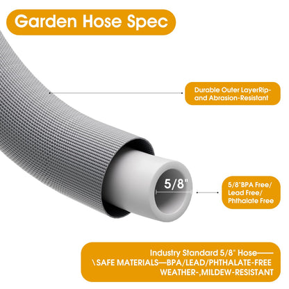 Garden Hose 50 FT, Non-Expanding Water Hose, Ultra-Light & Flexible, Burst-Resistant, Kink-Free