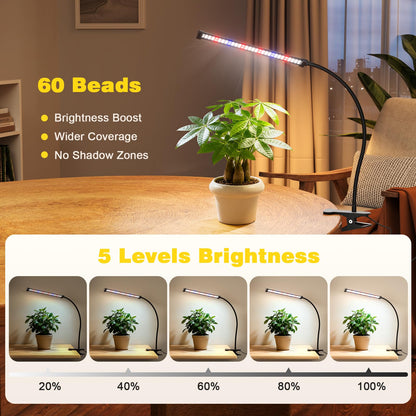 Sonamindary LED Grow Lights for Indoor Plants, Clip-On Clamp, Single Head