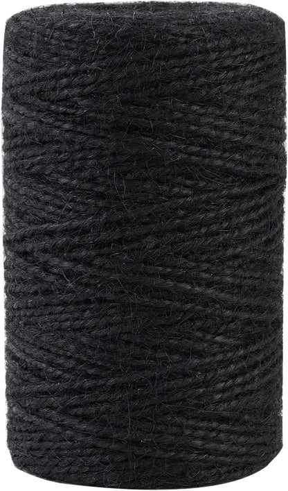 2mm 328 Feet Black Natural Jute Twine, for Crafts Gift, Craft Projects, Wrapping, Bundling