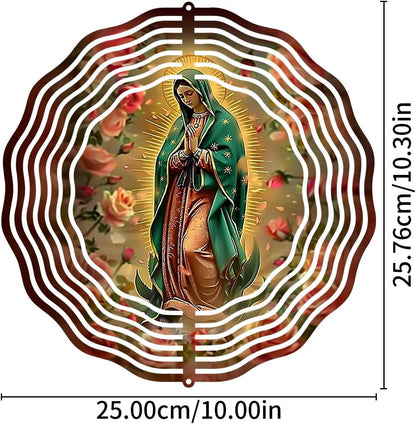 Virgin Mary Prayer Wind Spinner, Metal Wind Spinners Outdoor Indoor, Virgin Mary Hanging Garden