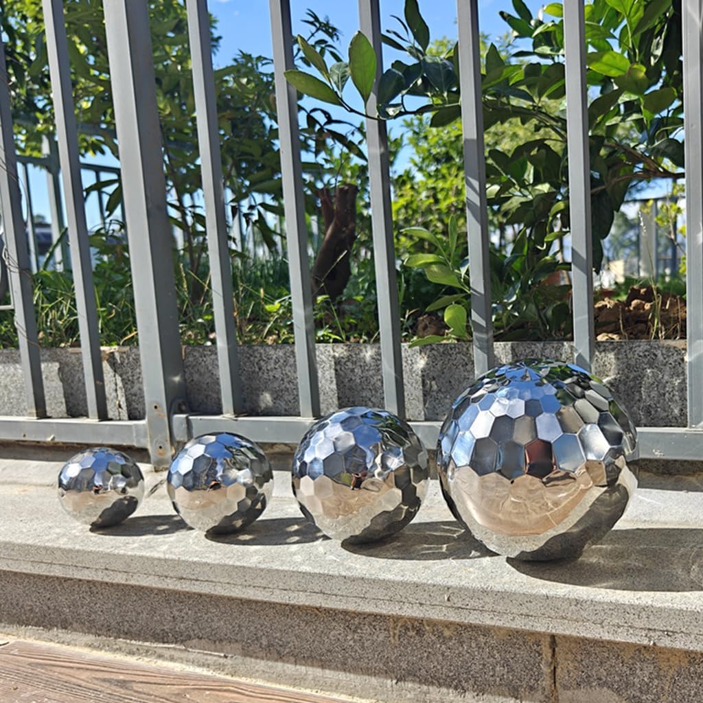 304 Stainless Steel Gazing Ball Sculptures Diamond Ball Decoration Mirror Hollow Decor Ball