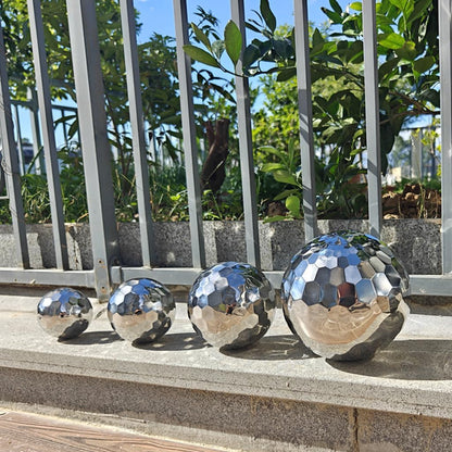 304 Stainless Steel Gazing Ball Sculptures Diamond Ball Decoration Mirror Hollow Decor Ball
