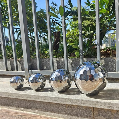 304 Stainless Steel Gazing Ball Sculptures Diamond Decoration Mirror Hollow Metal Ball Ornament