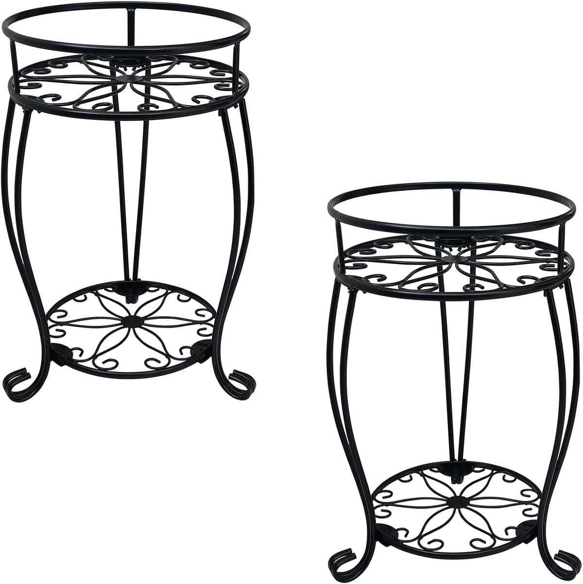 CASIMR 2-Pack Plant Stand, 2 Tier 19.2 inch Tall Metal Potted Holder Rack,Indoor Outdoor Multiple