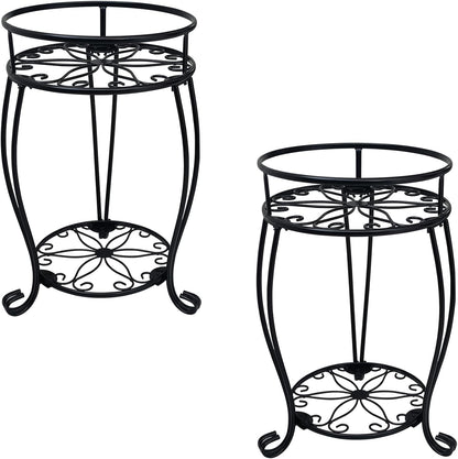 CASIMR 2-Pack Plant Stand, 2 Tier 19.2 inch Tall Metal Potted Holder Rack,Indoor Outdoor Multiple