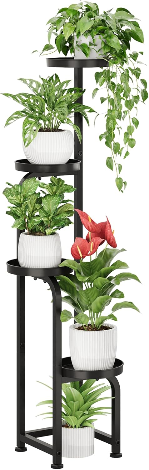 Bamworld Tall Plant Stand Indoor Outdoor, Corner Metal Flower Pot Stands for Multiple Plants, 4