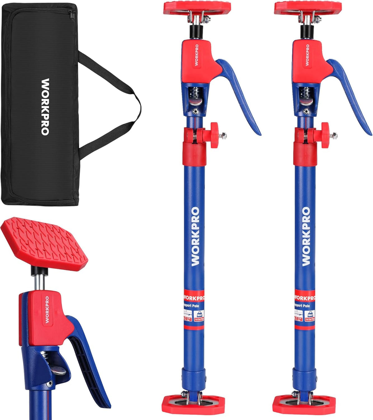 WORKPRO Cabinet Jack Support Pole, 23-5/8" to 45-1/4" Steel Telescopic Quick Support Rod Adjustable