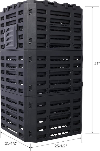 Black Garden Composter Bin - 132 Gallons of Recycled Plastic for Easy Assembly & Aerating
