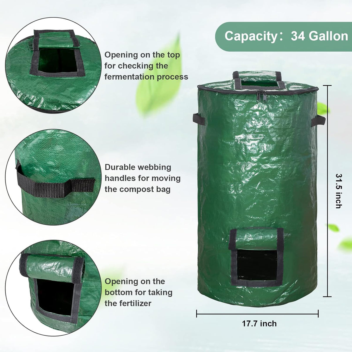 MyLifeUNIT Compost Bins Outdoor, Composting Bin for Outside Garden, Reusable Garden Yard Waste Bag
