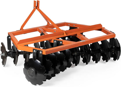 Titan Attachments 3 Point 6ft Notched Disc Harrow Plow Attachment for Cat 1 Tractors, Concave Discs