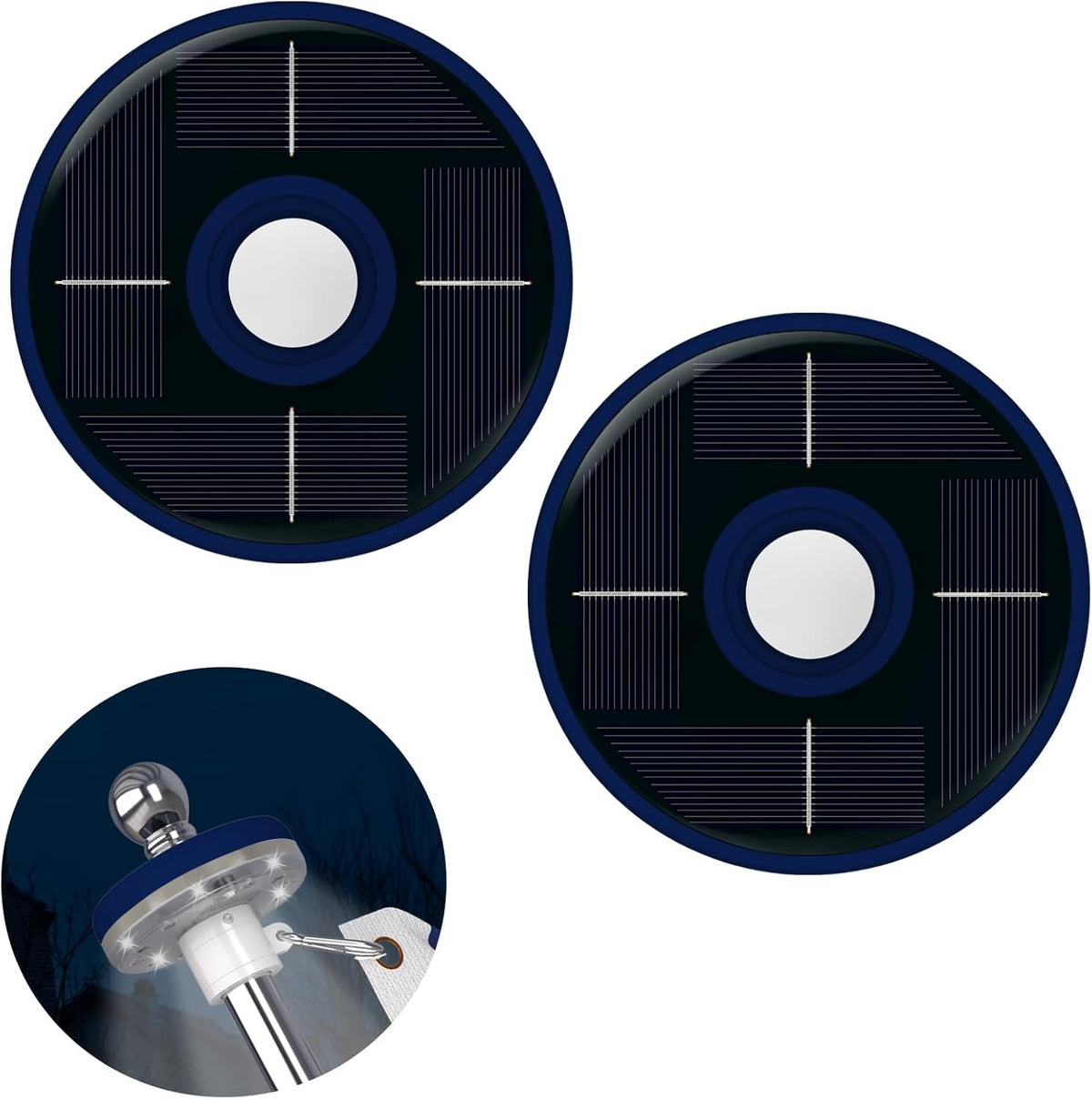 ZMTECH 2PC Flag Pole Light Solar Powered, Waterproof Solar Flag Pole Light for 5-10FT Flag Poles