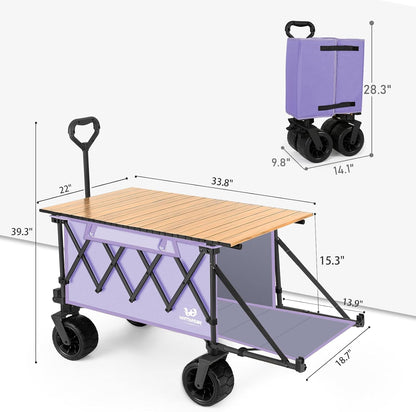 Whitsunday Collapsible Wagon with Tailgate and Big Wheel,Heavy Duty Utility Folding Wagons for
