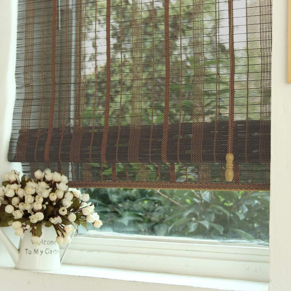 LETAU Wood Window Roman Shades, Bamboo Light Filtering Window Blinds for Indoor Home, Office