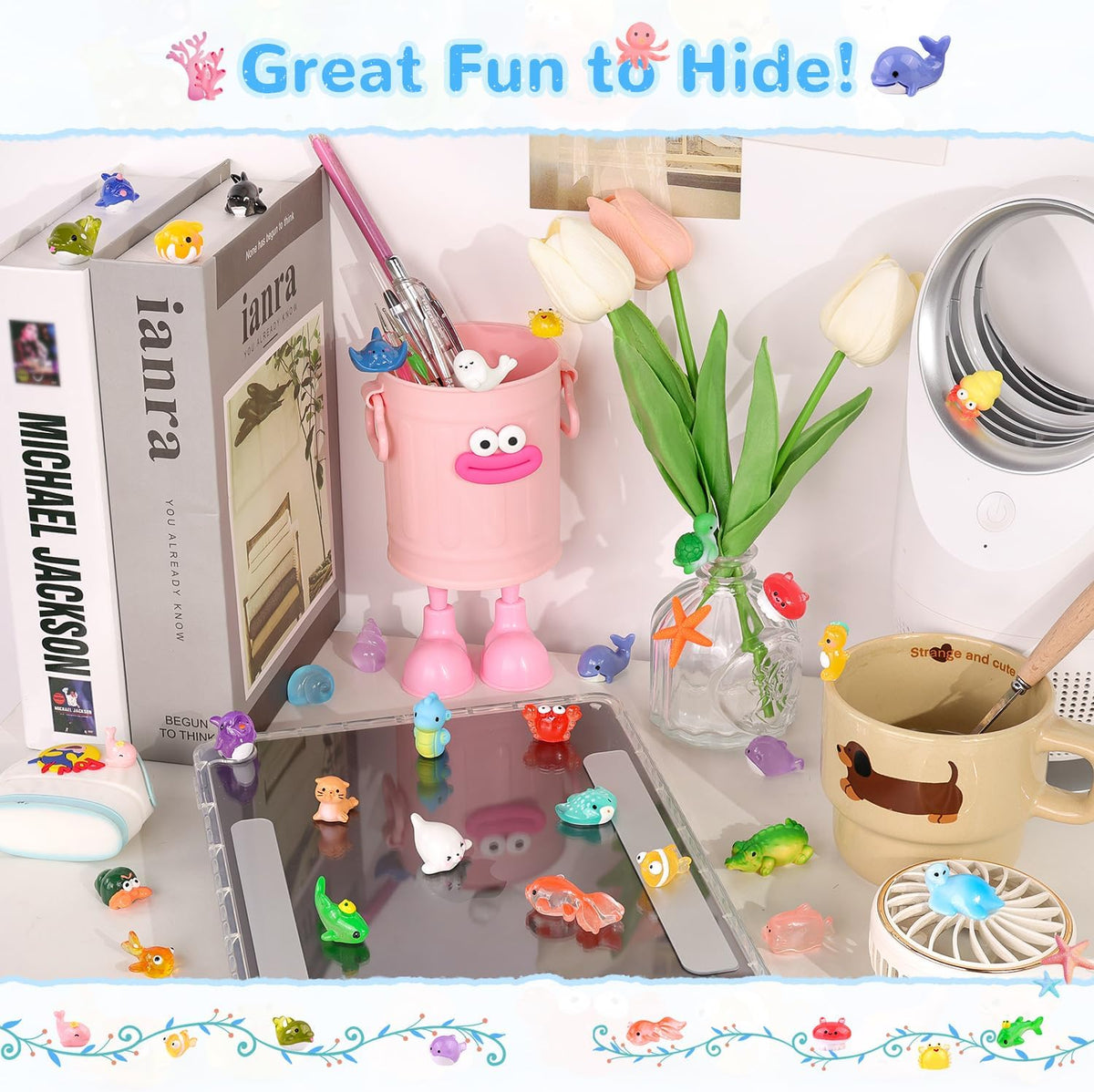 45PCS Mini Resin Animals Tiny Cute Ocean Figurines, Miniature Sea Figures to Hide, Little Animal